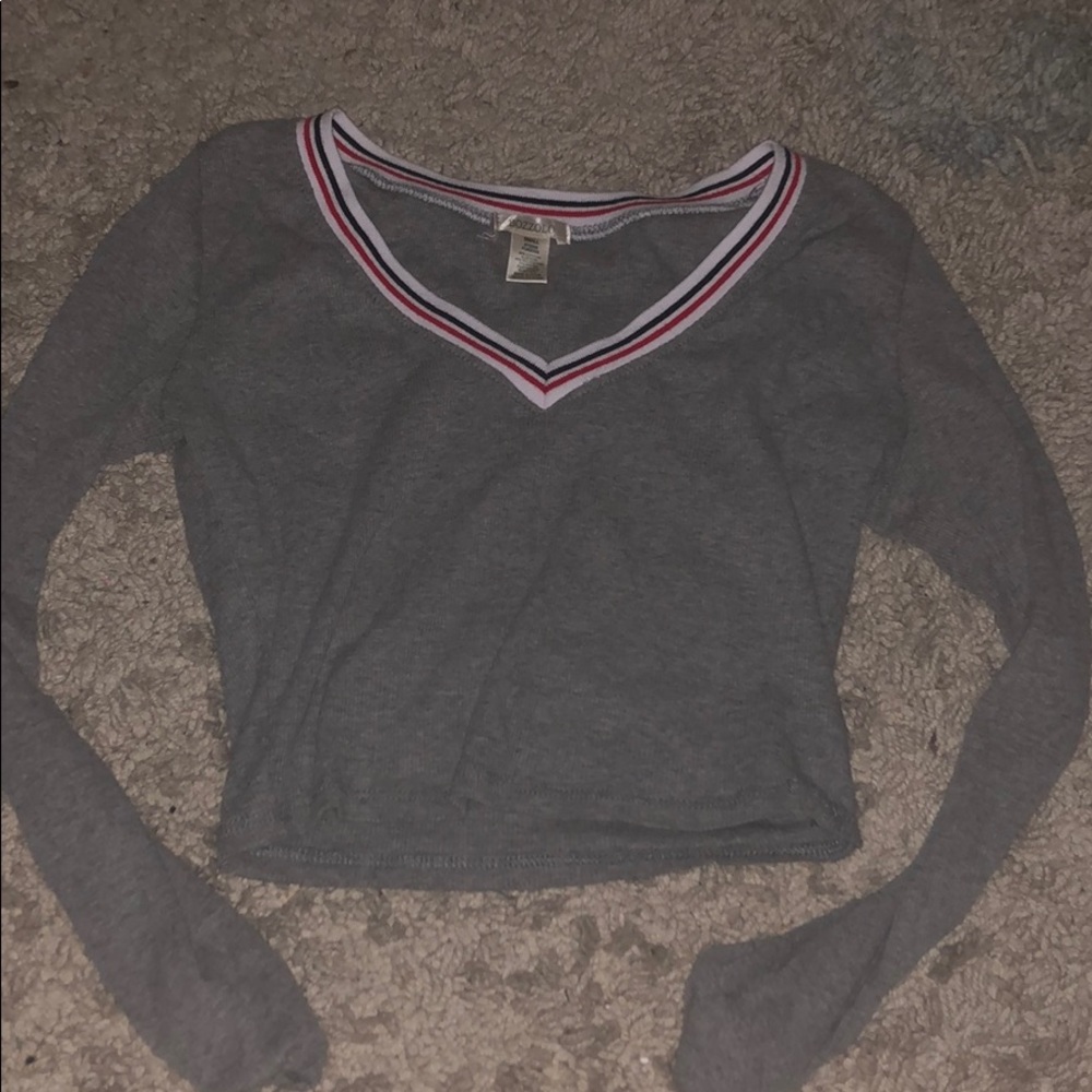 Gray Long Sleeve Crop Top